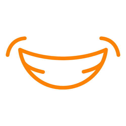 Orange line icon of a smile 