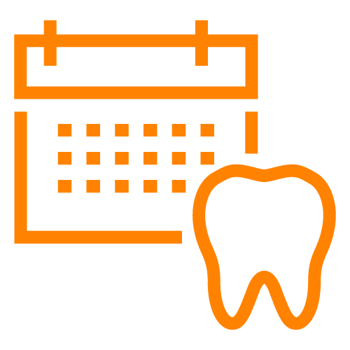 Orange line icon of a calendar with a tooth